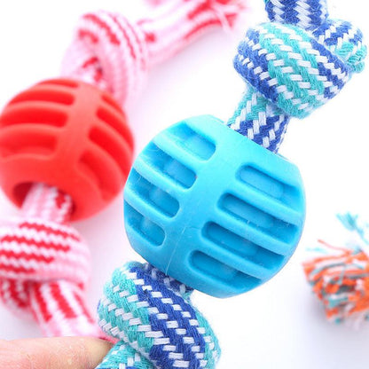 Chew Champ: Durable Double-Knot Cotton Ball – Perfect for Play and Dental Health! - Giggle & Purr