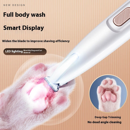 Waterproof Dog and Cat Paw Trimmer – LED Light & Display, Wide Blade Grooming Clippers.