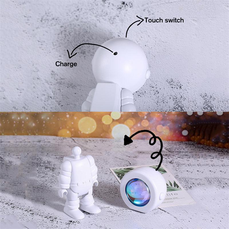 Cosmic Glow: Rechargeable Astronaut Robot Lamp with Rainbow Sunset Projection – Perfect for Dreamy Bedrooms! - Giggle & Purr