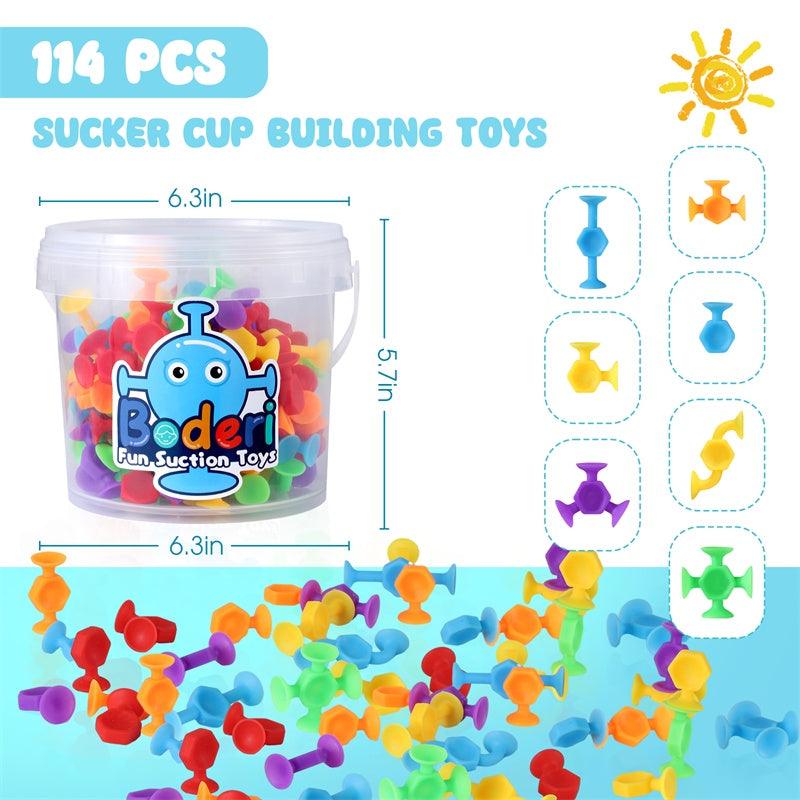 114 PCS Suction Cup Sensory Toys – Fun Stress Relief & Bath Toys for Kids. - Giggle & Purr