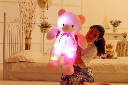 Colorful LED Light-Up Teddy Bear Plush – Glowing Christmas Gift & Cozy Pillow for Kids - Giggle & Purr