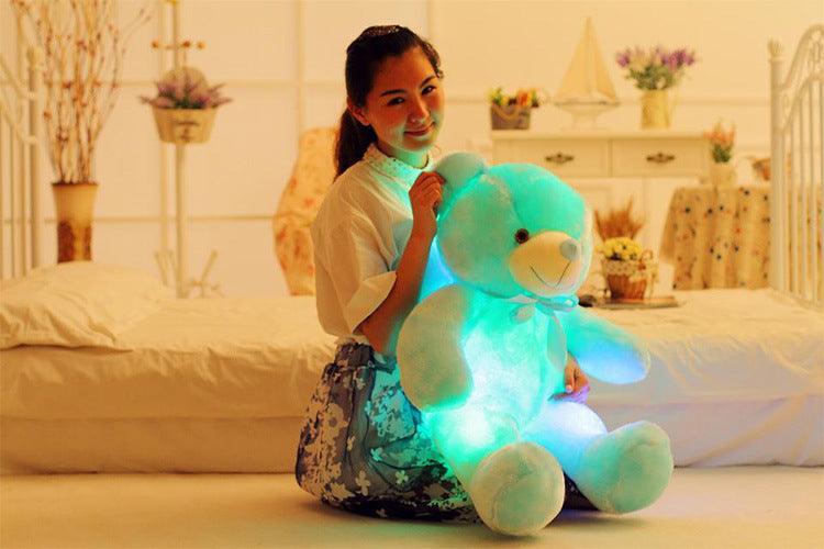 Colorful LED Light-Up Teddy Bear Plush – Glowing Christmas Gift & Cozy Pillow for Kids - Giggle & Purr