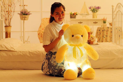 Colorful LED Light-Up Teddy Bear Plush – Glowing Christmas Gift & Cozy Pillow for Kids - Giggle & Purr