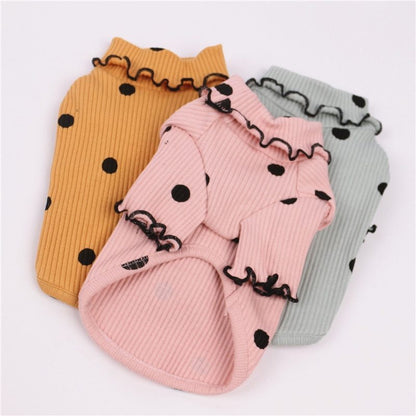 Cozy Polka Dot Turtleneck Shirt for Puppies.