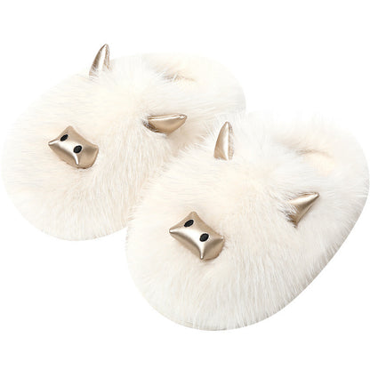 Metal Horn Styple Fluffy Slippers For You and Your Girl