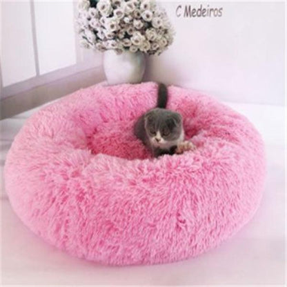 Cozy Round Long-Haired Cat Bed – Soft Nest Pad for Autumn & Winter Comfort. - Giggle & Purr