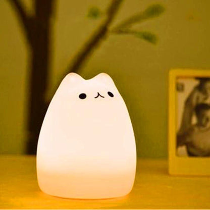 Cuddly Cat Companion: Adorable Silicone LED Night Light – Soft, Colorful & Long-Lasting! - Giggle & Purr