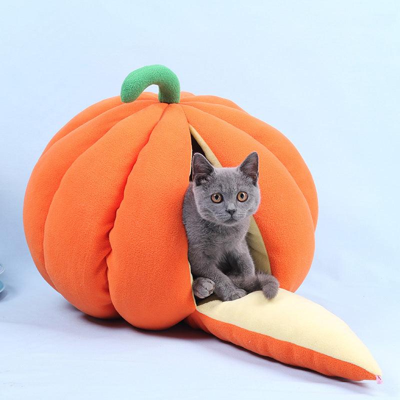 Pumpkin Paradise: The Cutest Cuddle Cave for Pets – Cozy Cotton & Velvet Warmth! - Giggle & Purr