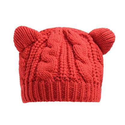 Adorable Handmade 3D Cat Ear Knit Beanie.