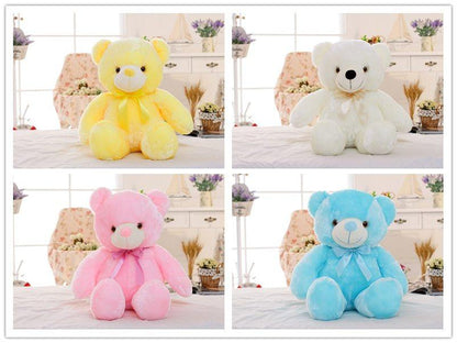 Colorful LED Light-Up Teddy Bear Plush – Glowing Christmas Gift & Cozy Pillow for Kids - Giggle & Purr