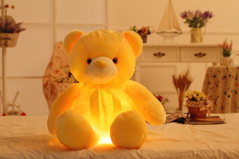 Colorful LED Light-Up Teddy Bear Plush – Glowing Christmas Gift & Cozy Pillow for Kids - Giggle & Purr