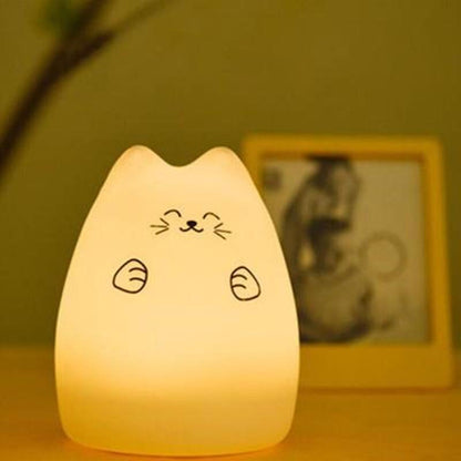 Cuddly Cat Companion: Adorable Silicone LED Night Light – Soft, Colorful & Long-Lasting! - Giggle & Purr