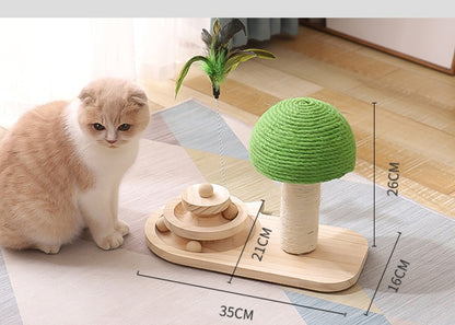 Interactive Cat Tree with Scratch Post & Sisal Ball Toys.