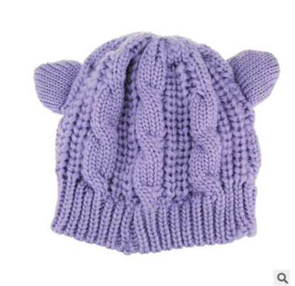 Adorable Handmade 3D Cat Ear Knit Beanie.