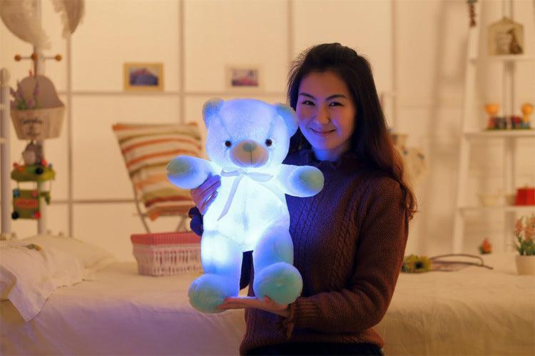 Colorful LED Light-Up Teddy Bear Plush – Glowing Christmas Gift & Cozy Pillow for Kids - Giggle & Purr