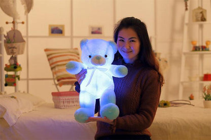 Colorful LED Light-Up Teddy Bear Plush – Glowing Christmas Gift & Cozy Pillow for Kids - Giggle & Purr