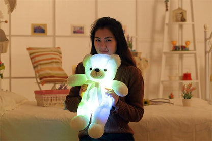 Colorful LED Light-Up Teddy Bear Plush – Glowing Christmas Gift & Cozy Pillow for Kids - Giggle & Purr