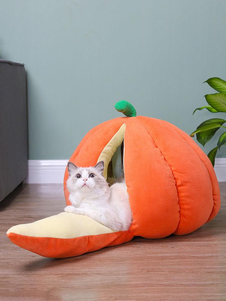 Pumpkin Paradise: The Cutest Cuddle Cave for Pets – Cozy Cotton & Velvet Warmth! - Giggle & Purr