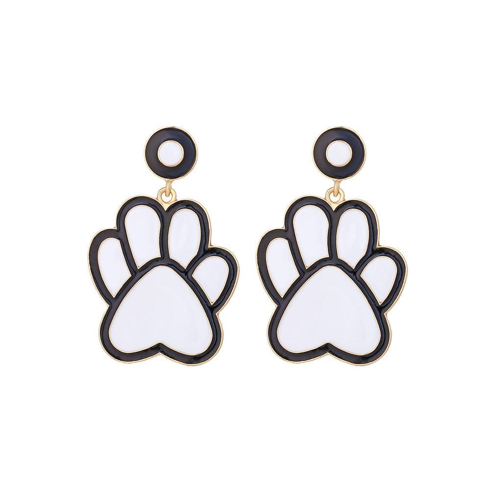 Paw Print Charm: Bold Alloy Dripping Puppy Footprint Earrings – Make a Statement! - Giggle & Purr