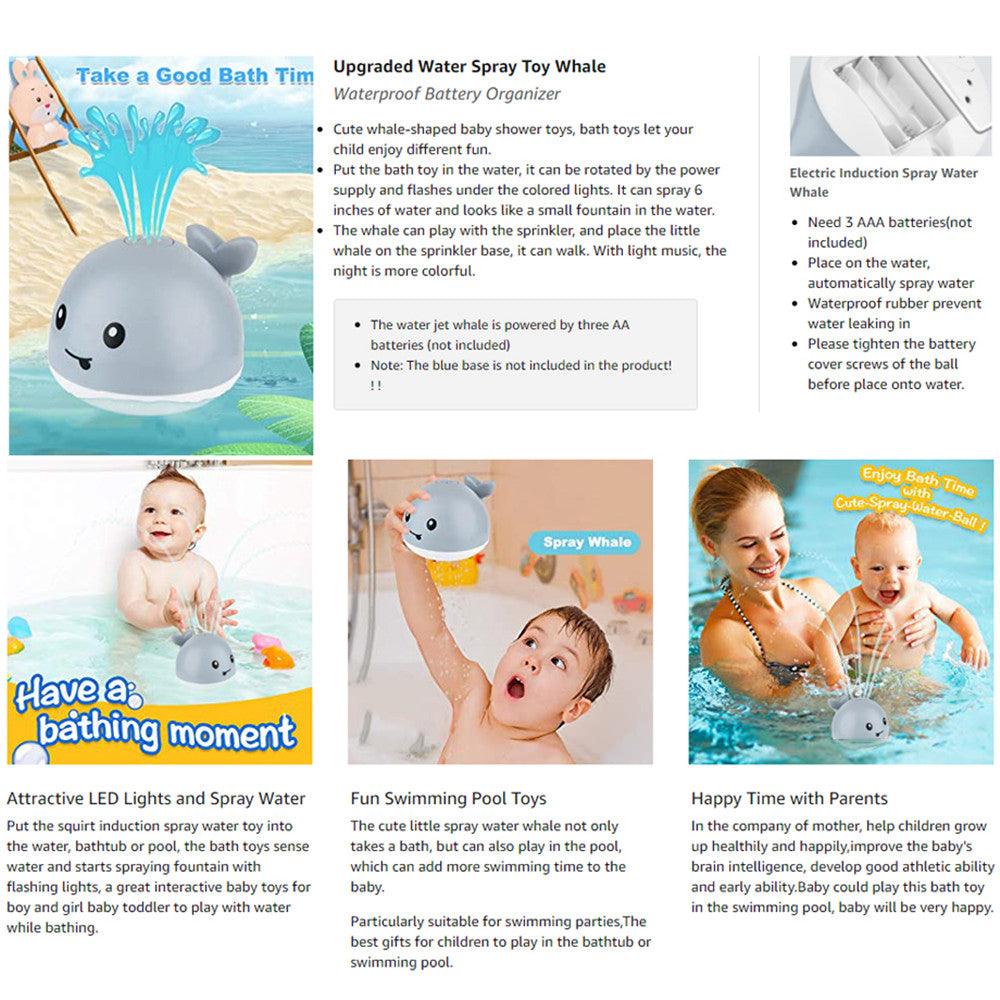 Whimsical Whale: Light-Up & Musical Water Spray Bath Toy for Babies - Giggle & Purr