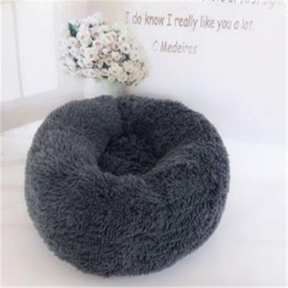 Cozy Round Long-Haired Cat Bed – Soft Nest Pad for Autumn & Winter Comfort. - Giggle & Purr