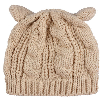 Adorable Handmade 3D Cat Ear Knit Beanie.