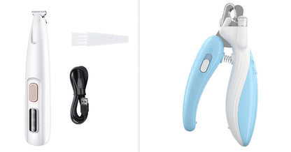 Waterproof Dog and Cat Paw Trimmer – LED Light & Display, Wide Blade Grooming Clippers.