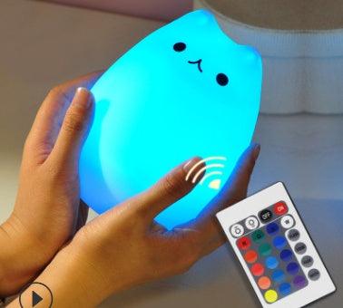 Cuddly Cat Companion: Adorable Silicone LED Night Light – Soft, Colorful & Long-Lasting! - Giggle & Purr