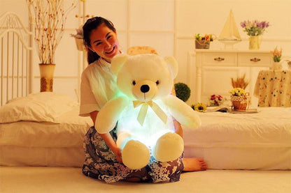 Colorful LED Light-Up Teddy Bear Plush – Glowing Christmas Gift & Cozy Pillow for Kids - Giggle & Purr