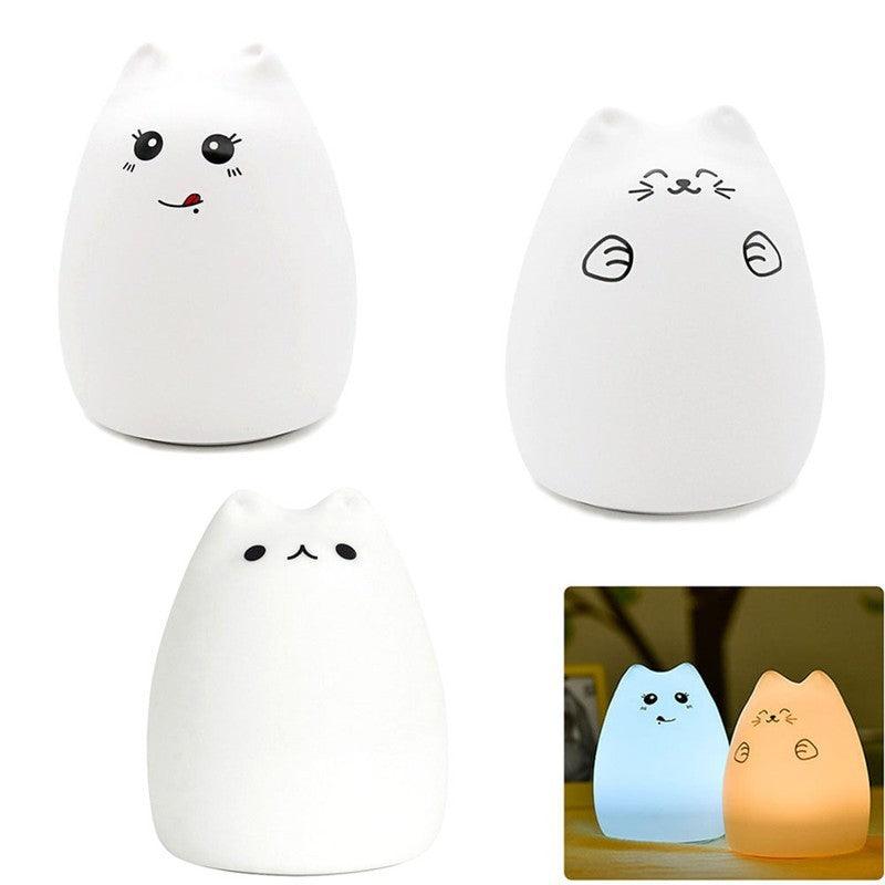 Cuddly Cat Companion: Adorable Silicone LED Night Light – Soft, Colorful & Long-Lasting! - Giggle & Purr