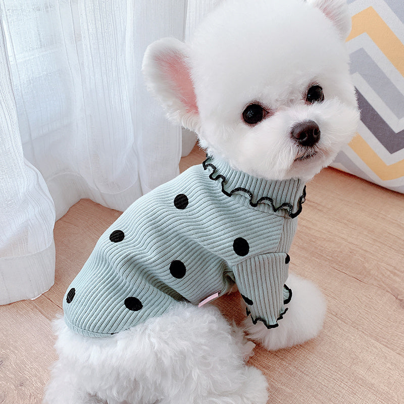 Cozy Polka Dot Turtleneck Shirt for Puppies.