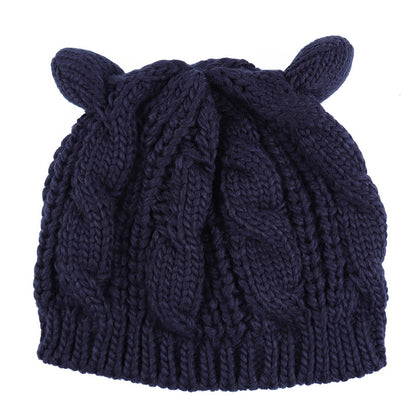 Adorable Handmade 3D Cat Ear Knit Beanie.