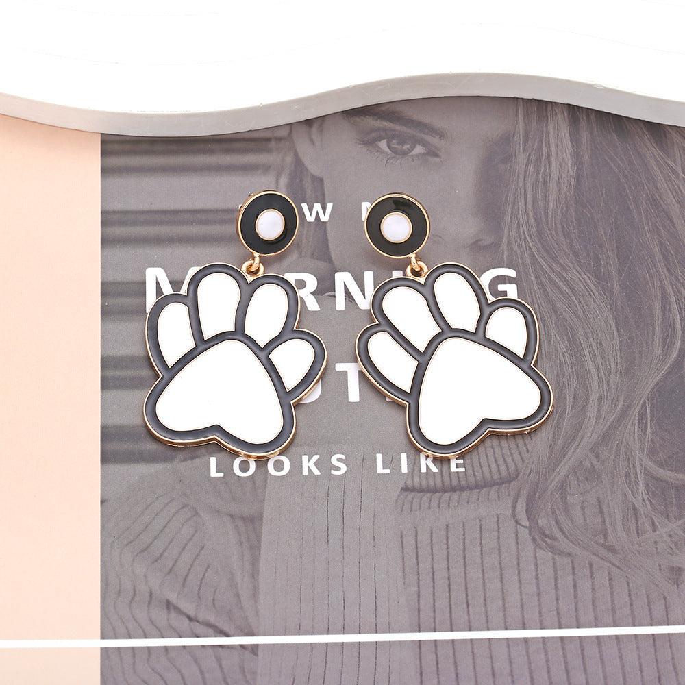 Paw Print Charm: Bold Alloy Dripping Puppy Footprint Earrings – Make a Statement! - Giggle & Purr