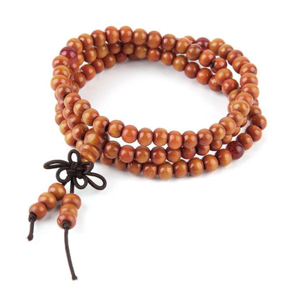 Natural 6mm Sandalwood 108-Bead Mala.