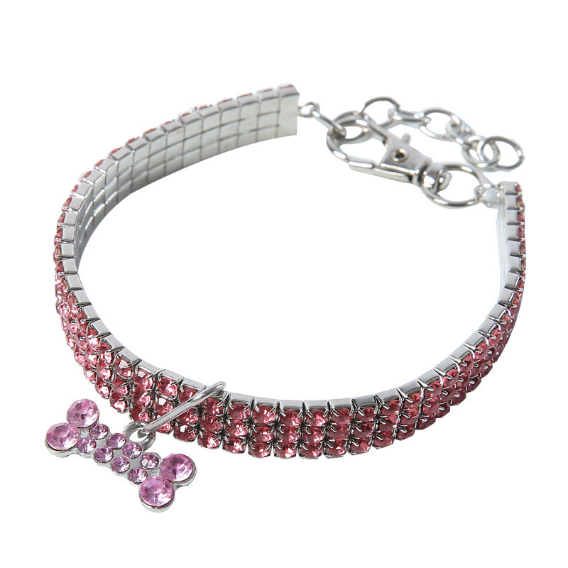 Bling Rhinestone Crystal Dog Collar – Stylish Accessory for Small to Medium Dogs.