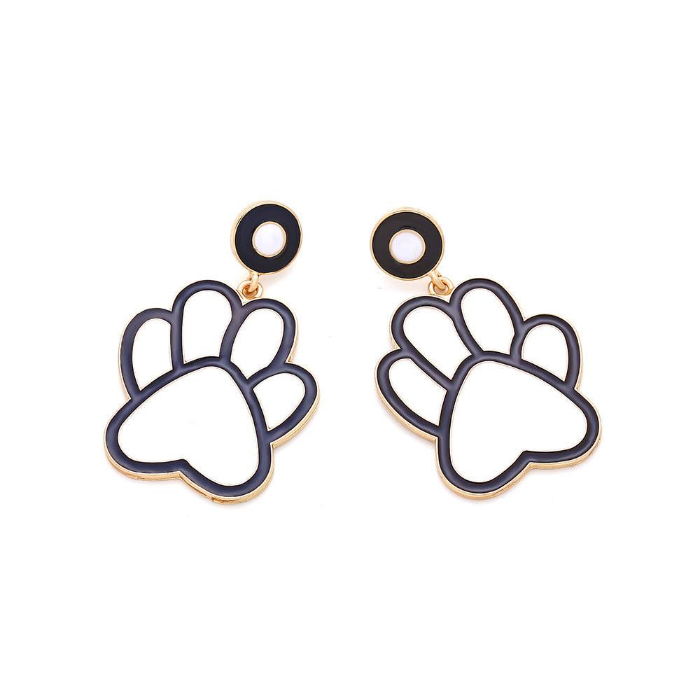 Paw Print Charm: Bold Alloy Dripping Puppy Footprint Earrings – Make a Statement! - Giggle & Purr