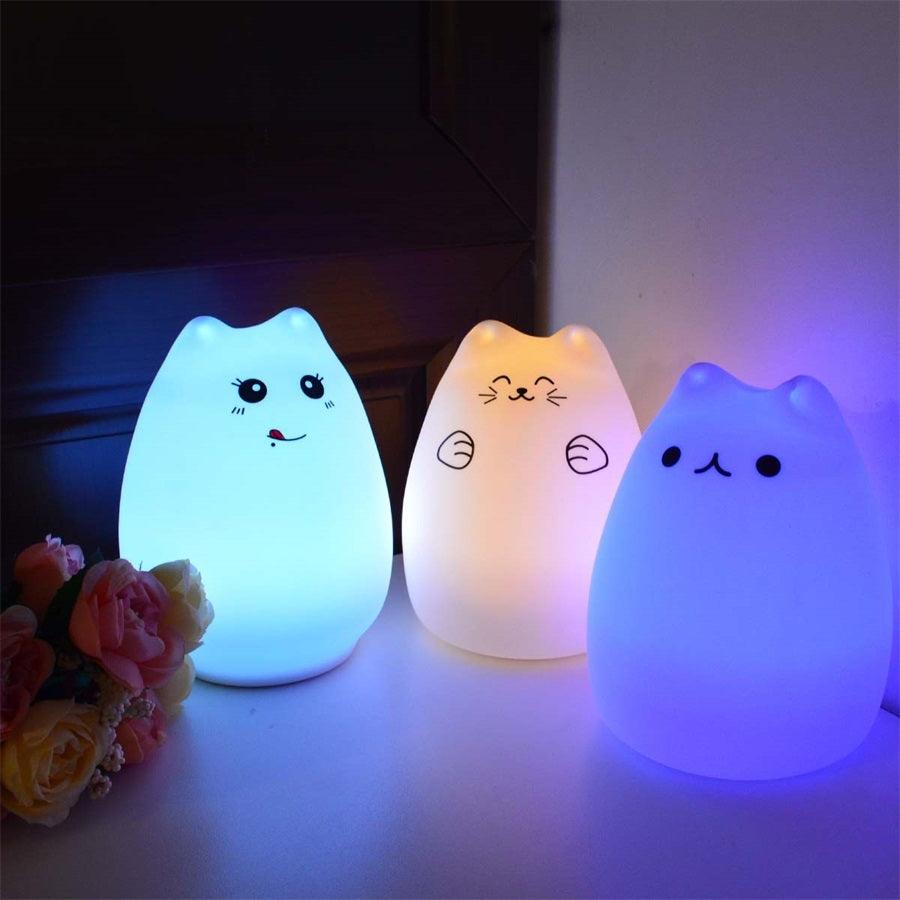 Cuddly Cat Companion: Adorable Silicone LED Night Light – Soft, Colorful & Long-Lasting! - Giggle & Purr