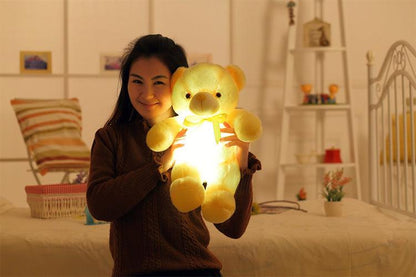 Colorful LED Light-Up Teddy Bear Plush – Glowing Christmas Gift & Cozy Pillow for Kids - Giggle & Purr