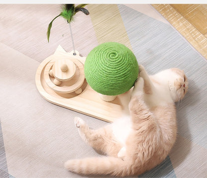 Interactive Cat Tree with Scratch Post & Sisal Ball Toys.