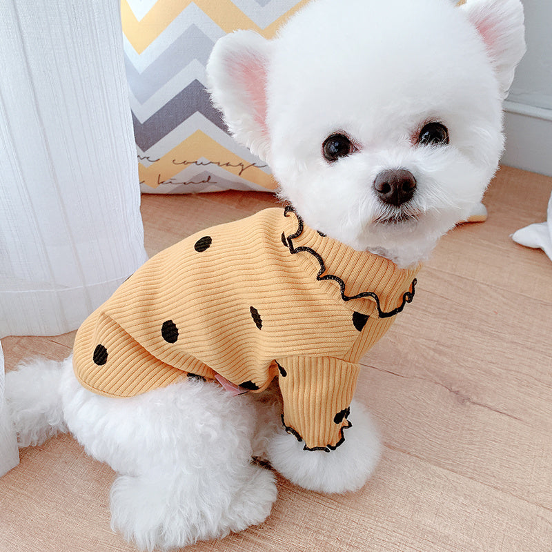 Cozy Polka Dot Turtleneck Shirt for Puppies.