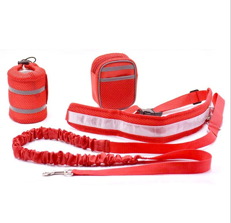 Hands-Free Adjustable Dog Leash with Waist Bag.