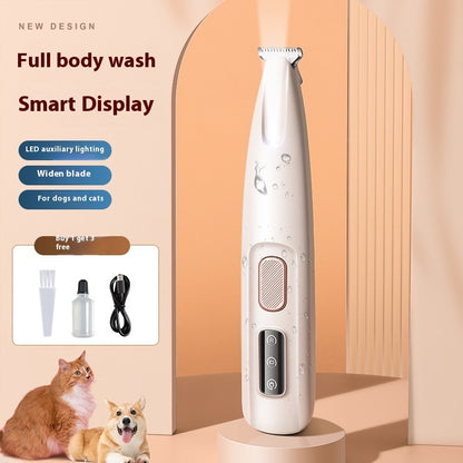 Waterproof Dog and Cat Paw Trimmer – LED Light & Display, Wide Blade Grooming Clippers.