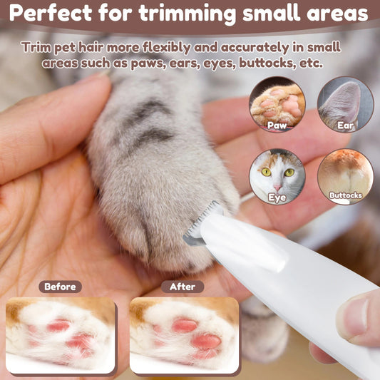 Waterproof Dog and Cat Paw Trimmer – LED Light & Display, Wide Blade Grooming Clippers.