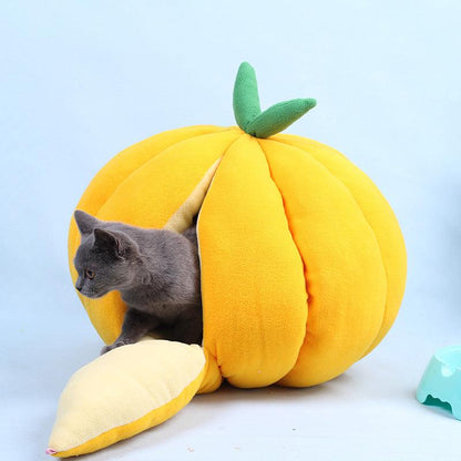 Pumpkin Paradise: The Cutest Cuddle Cave for Pets – Cozy Cotton & Velvet Warmth! - Giggle & Purr