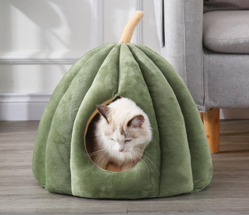 Pumpkin Paradise: The Cutest Cuddle Cave for Pets – Cozy Cotton & Velvet Warmth! - Giggle & Purr