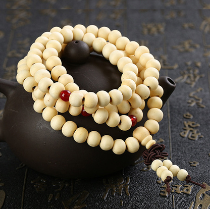 Natural 6mm Sandalwood 108-Bead Mala.