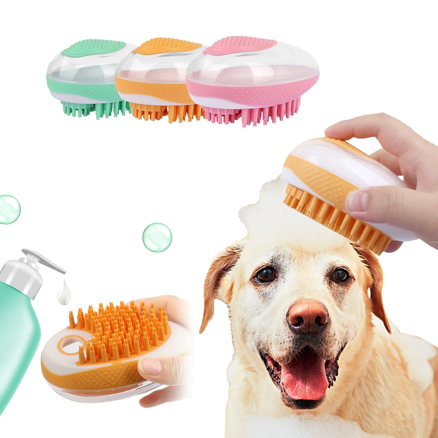 Pamper & Primp: 2-in-1 Spa Massage Comb for Pets – Gentle, Foam-Boosting Bath Brush! - Giggle & Purr