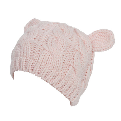 Adorable Handmade 3D Cat Ear Knit Beanie.