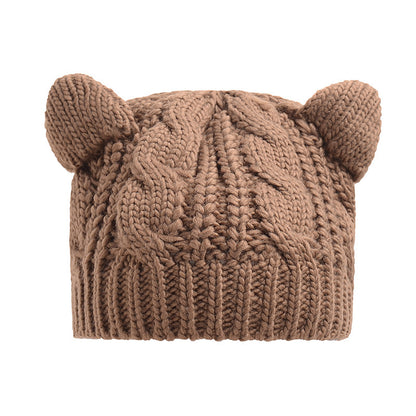 Adorable Handmade 3D Cat Ear Knit Beanie.