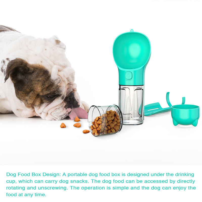 3-in-1 Portable Dog Water Bottle – Feeder, Bowl & Waste Bag Storage